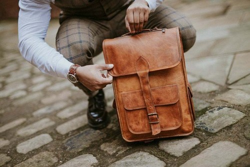 Hipster echt leder rucksack - hipster,